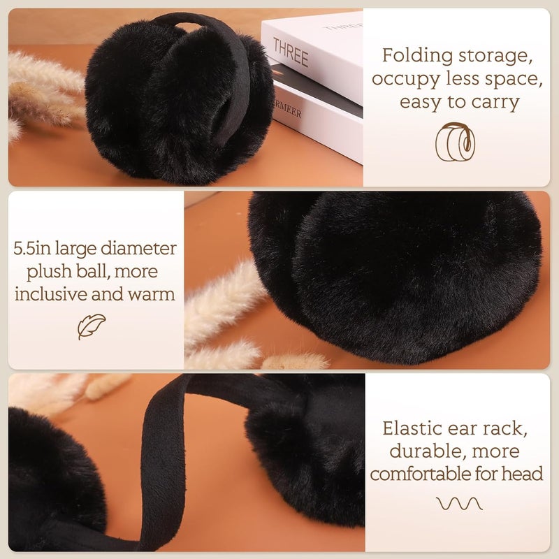 Lainlight Store Earmuffs for Women Winter Warm Foldable Ear Muffs Faux Fur Cute Fuzzy Ear Warmers for Girls Women - Image 3